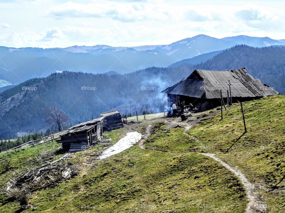 wooden hut in the mountains