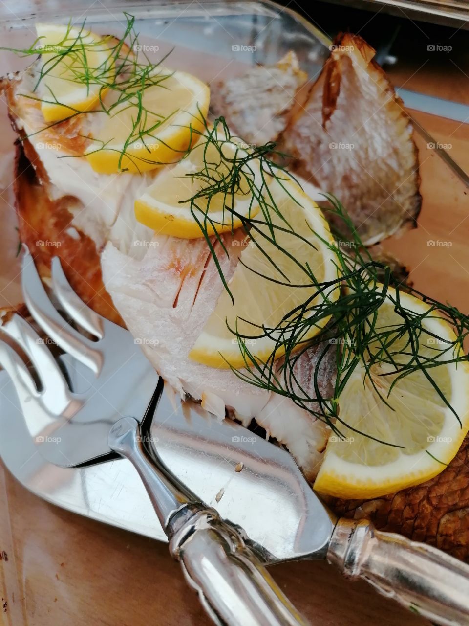 Smoked whitefish caught in a fresh and pure creek from Norway. Served with lemon and fresh dill. It's so good!