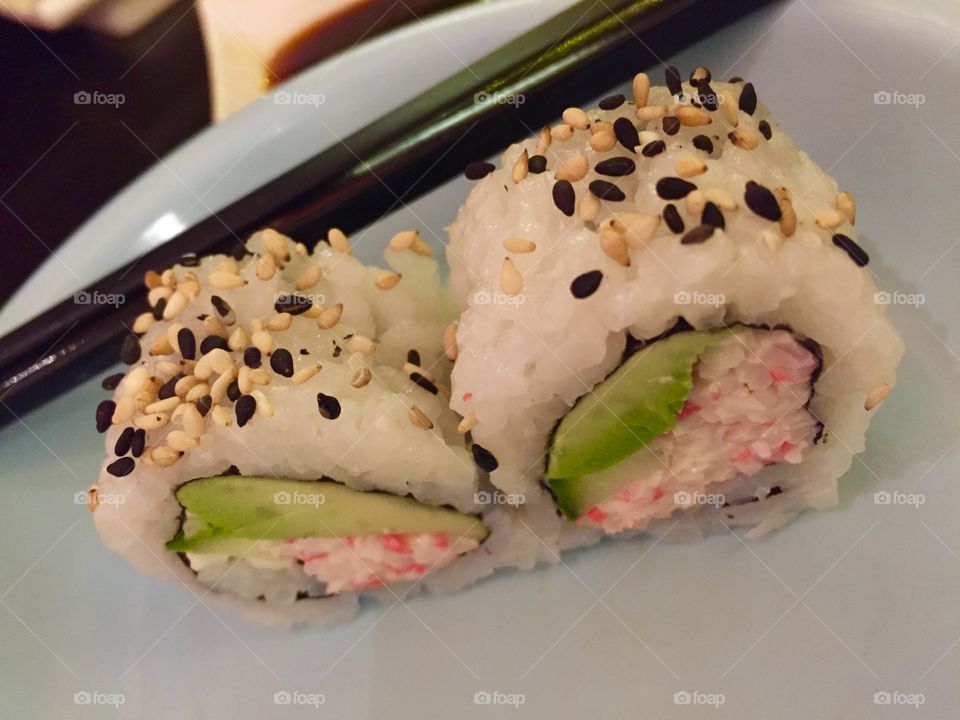 Delicious sushi maki roll