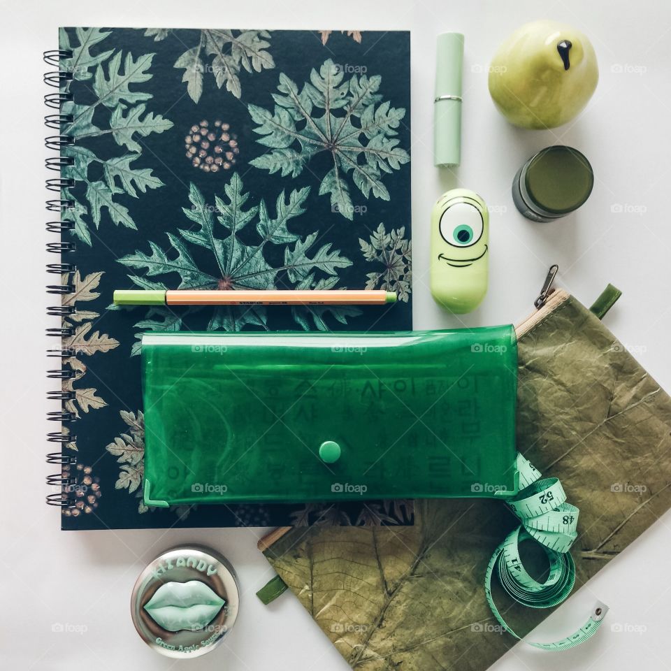 Awesome fashion flat lays with green items.