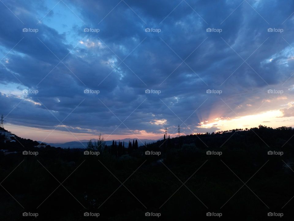 A cloudy evening in Penteli, Greece.