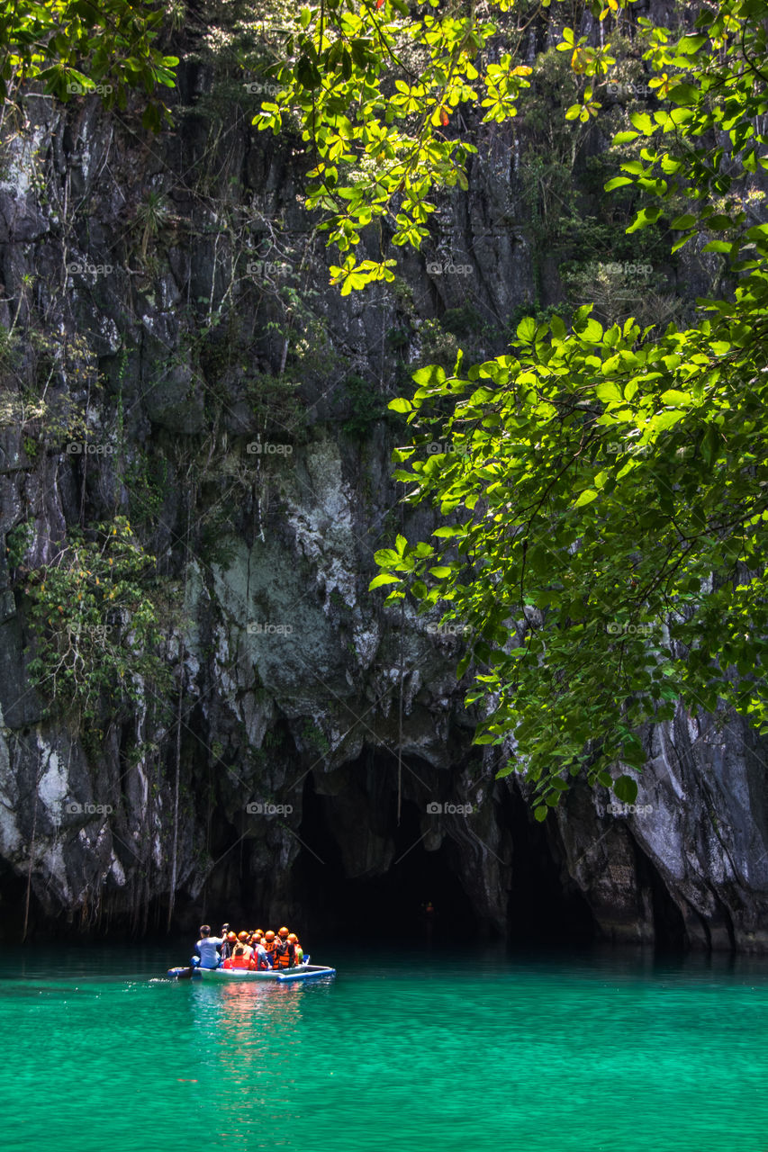 Beautiful lagoon, the beginning of the longest navigable underground river in the world. Puerto Princesa, Palawan, Philippines