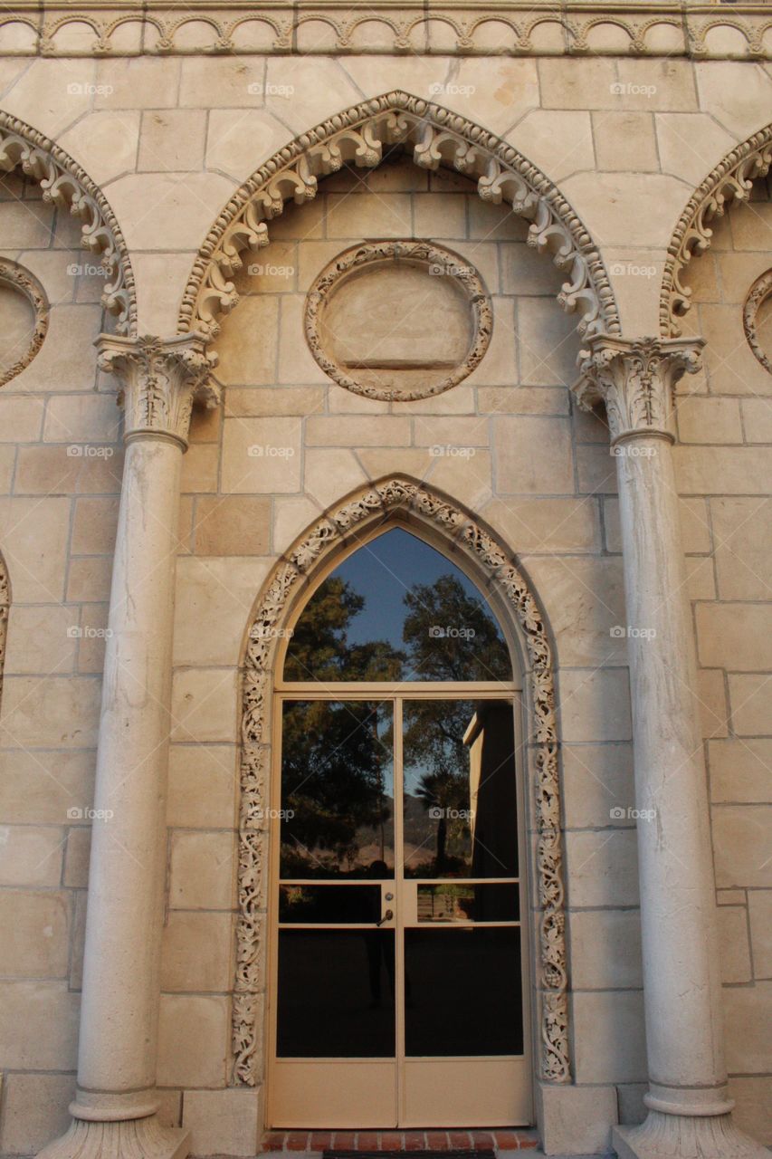 Closeup of architecture at Hearst Castle in San Simeon, California