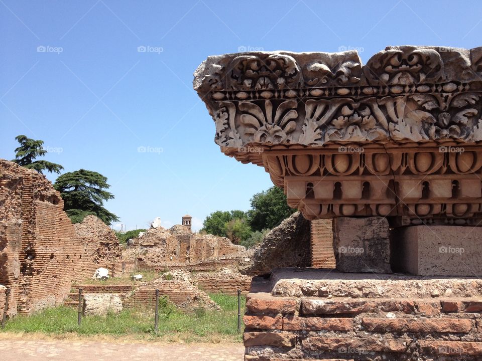 Ruins in the ancient Roman palace in Rome, Italy