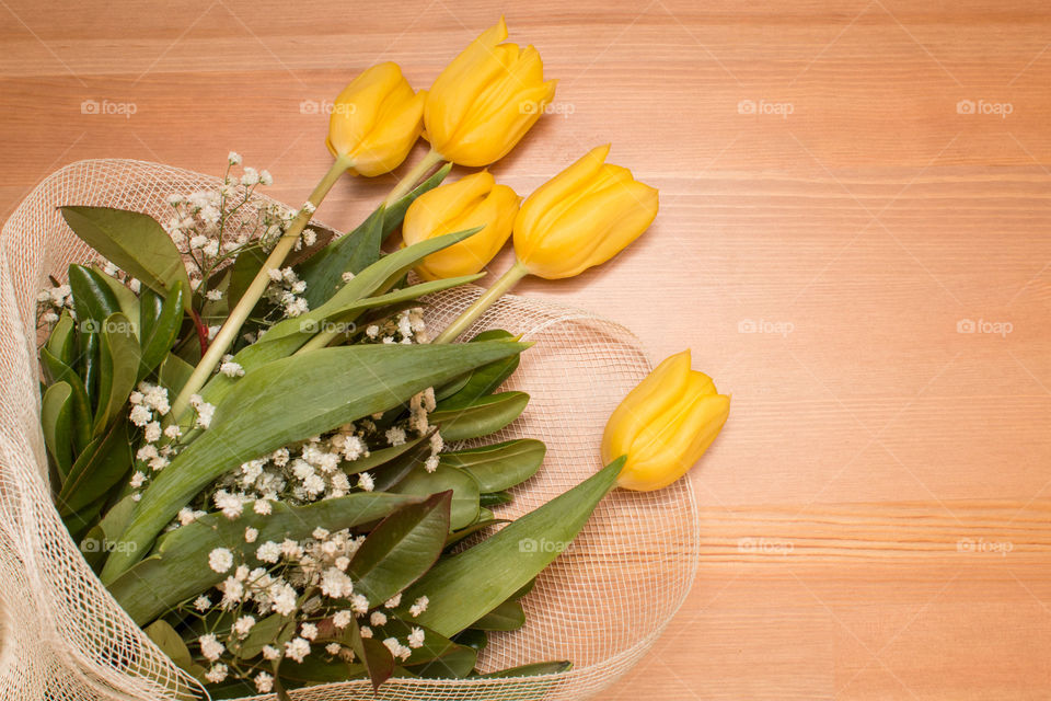 Yellow tulips bouquet