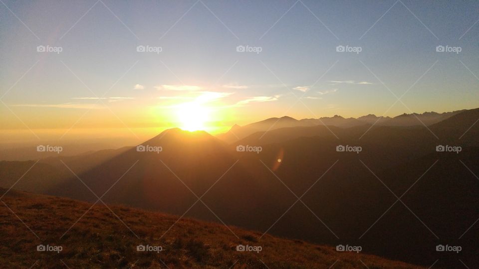 A beautiful mountain sunset in Tatry mountains, Slovakia