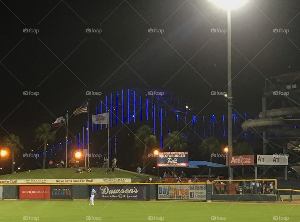 Blue Lives Matter  - Corpus Christi bridge in blue for fallen police officers in Dallas, Texas. 