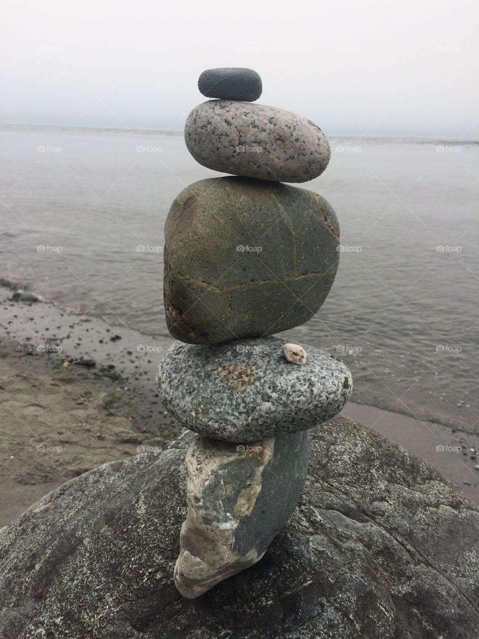 Tower of rocks at North Beach in Port Townsend 