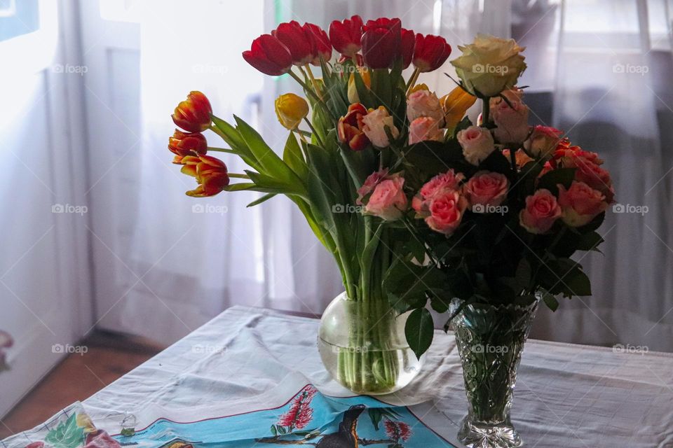 Spring floweres in a vase