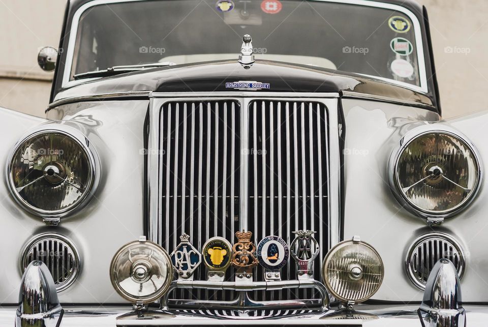 The front of a luxury Armstrong Siddeley vintage car
