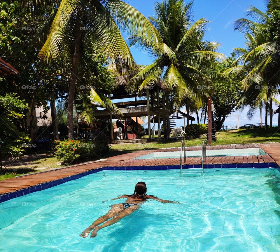 woman in the pool