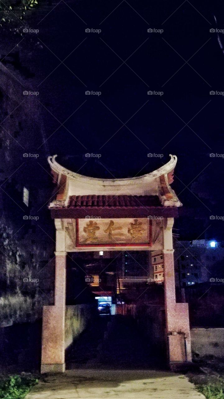 Chinatown, building, vantage, old, night, overviews