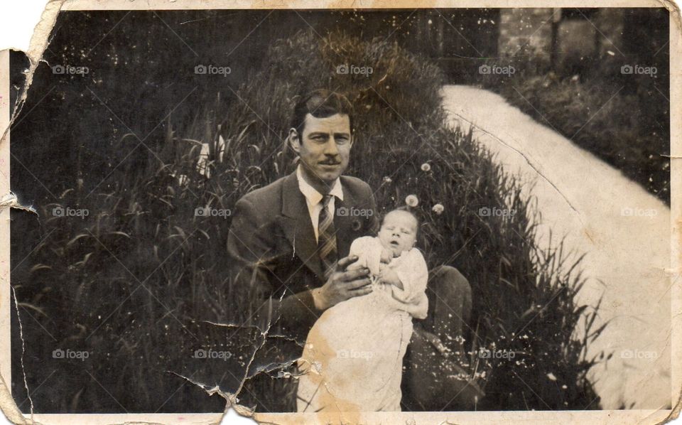 Vintage Father and Son . My Grandpa holding my Dad xx