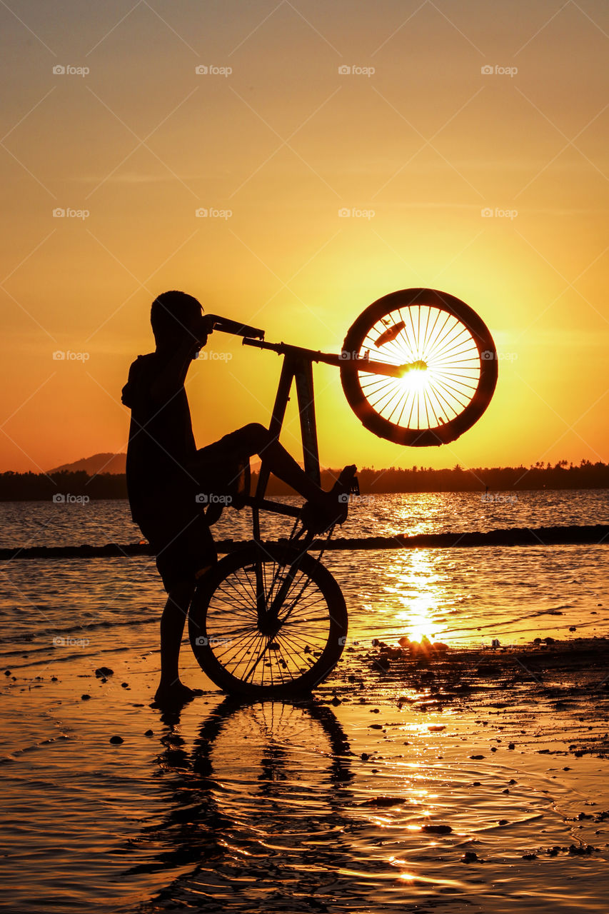Sunset and bicycles