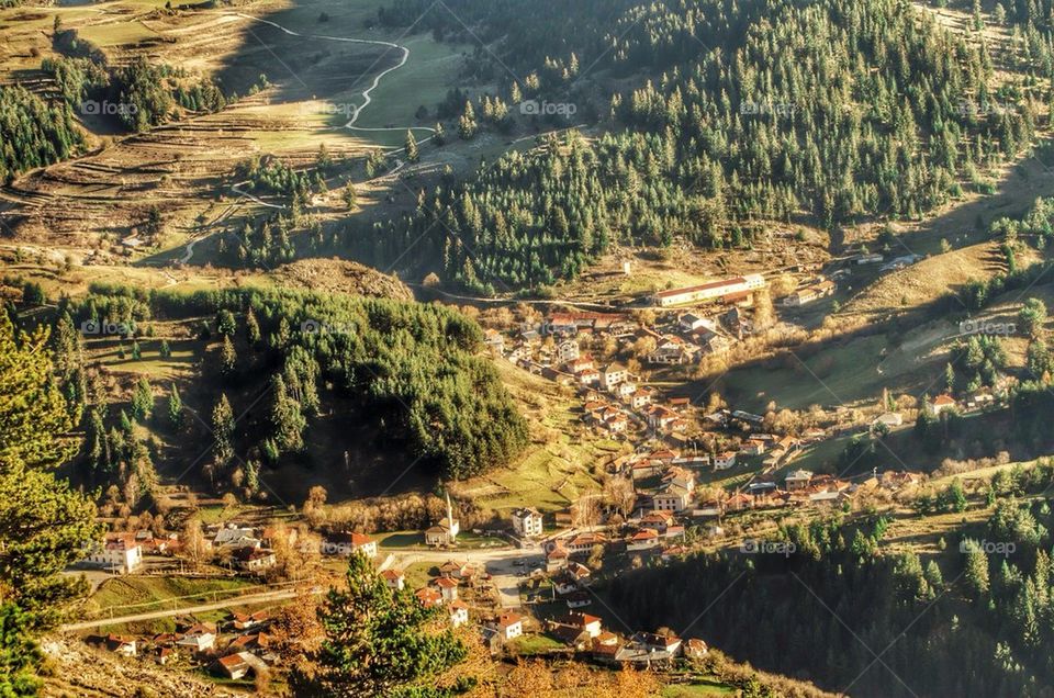 small village view sun mountain by severina1