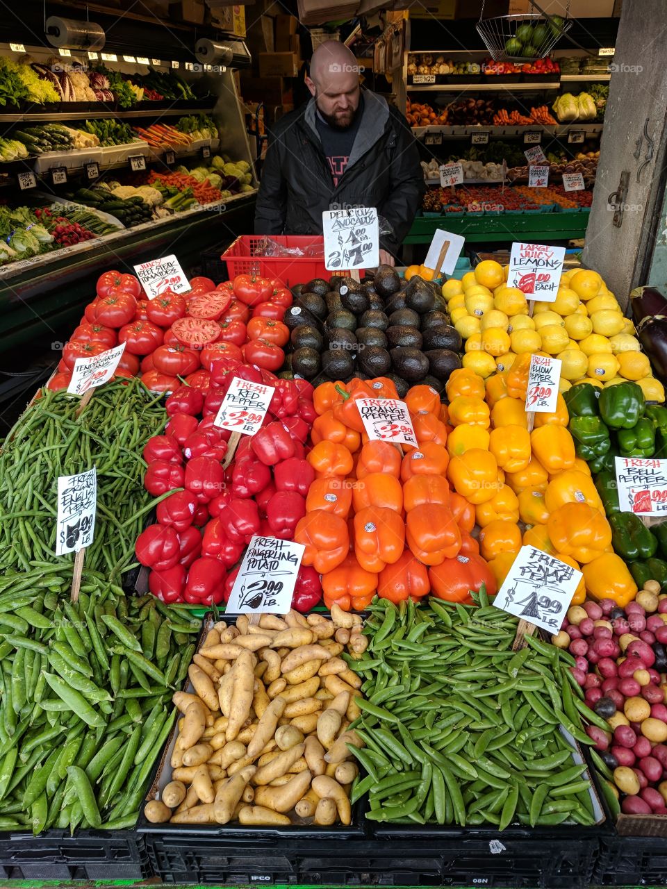 Beautiful, fresh, colorful, vegetables at Pike's Market. The oldest farmer's market in the country. Seattle, Washington.