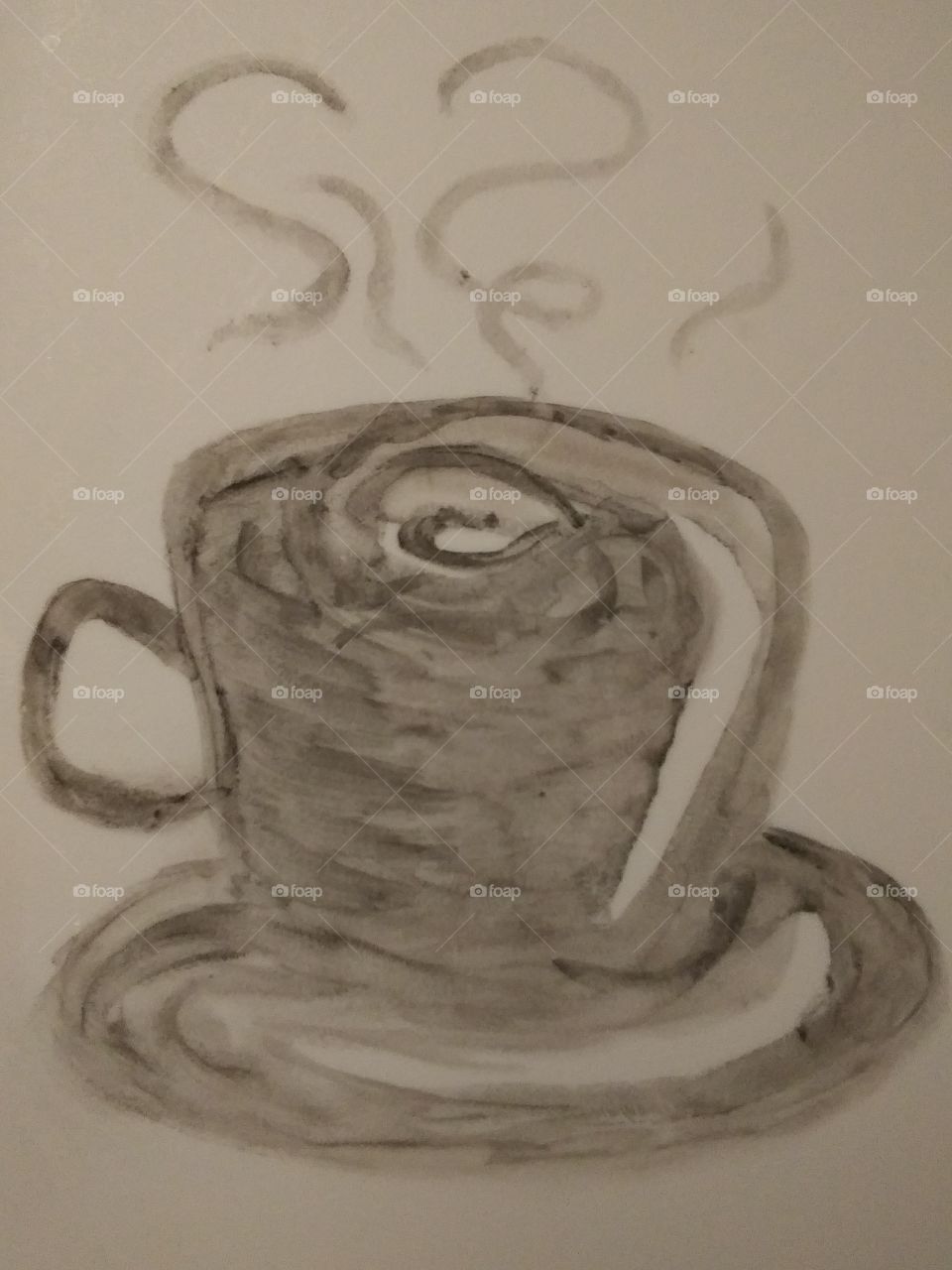 Water painted coffee cup.
