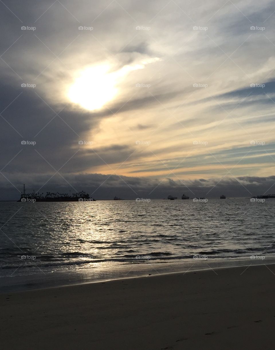 Stormy clouds over coastline 