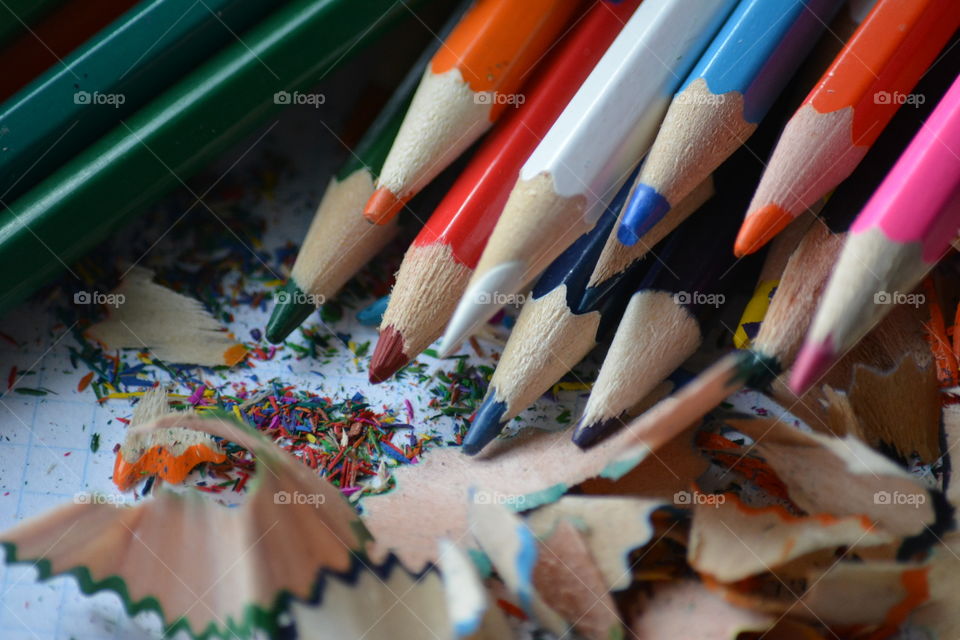 Close-up of colored pencils