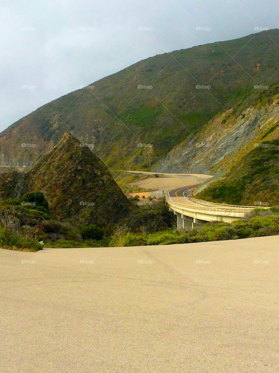 Paved roads . Road through California coast 
