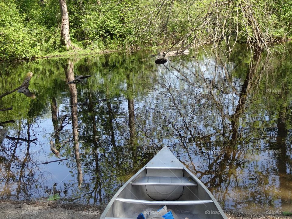 Canoe on lake
