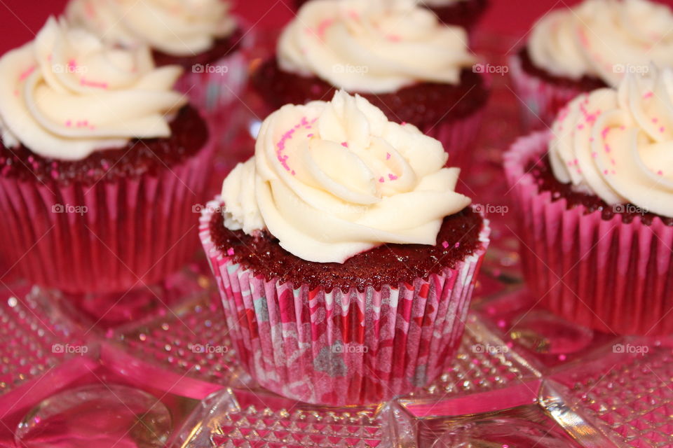 Close-up of red velvet cake