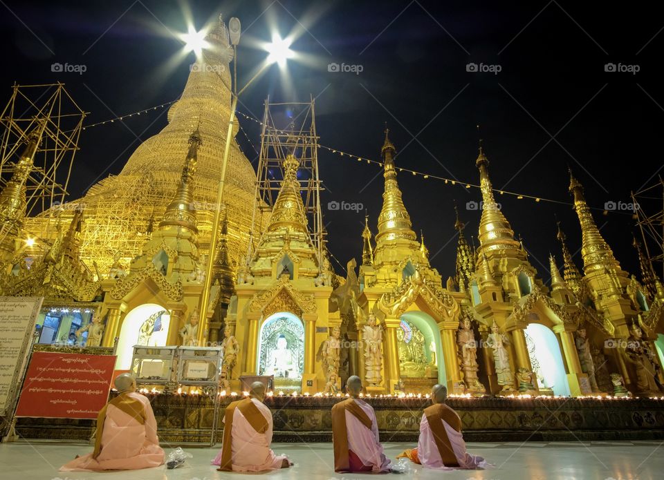 Yangon/Myanmar-Night shot of Shwedagon pagoda is the most famous and beautiful of Myanmar,The tourists from everywhere fall in love it at the first sight.