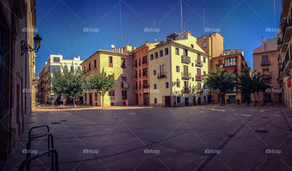 View of houses against clear sky