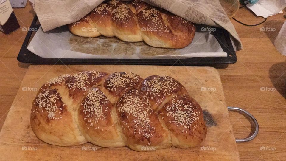 Chala bread braided bread with sesame seeds 