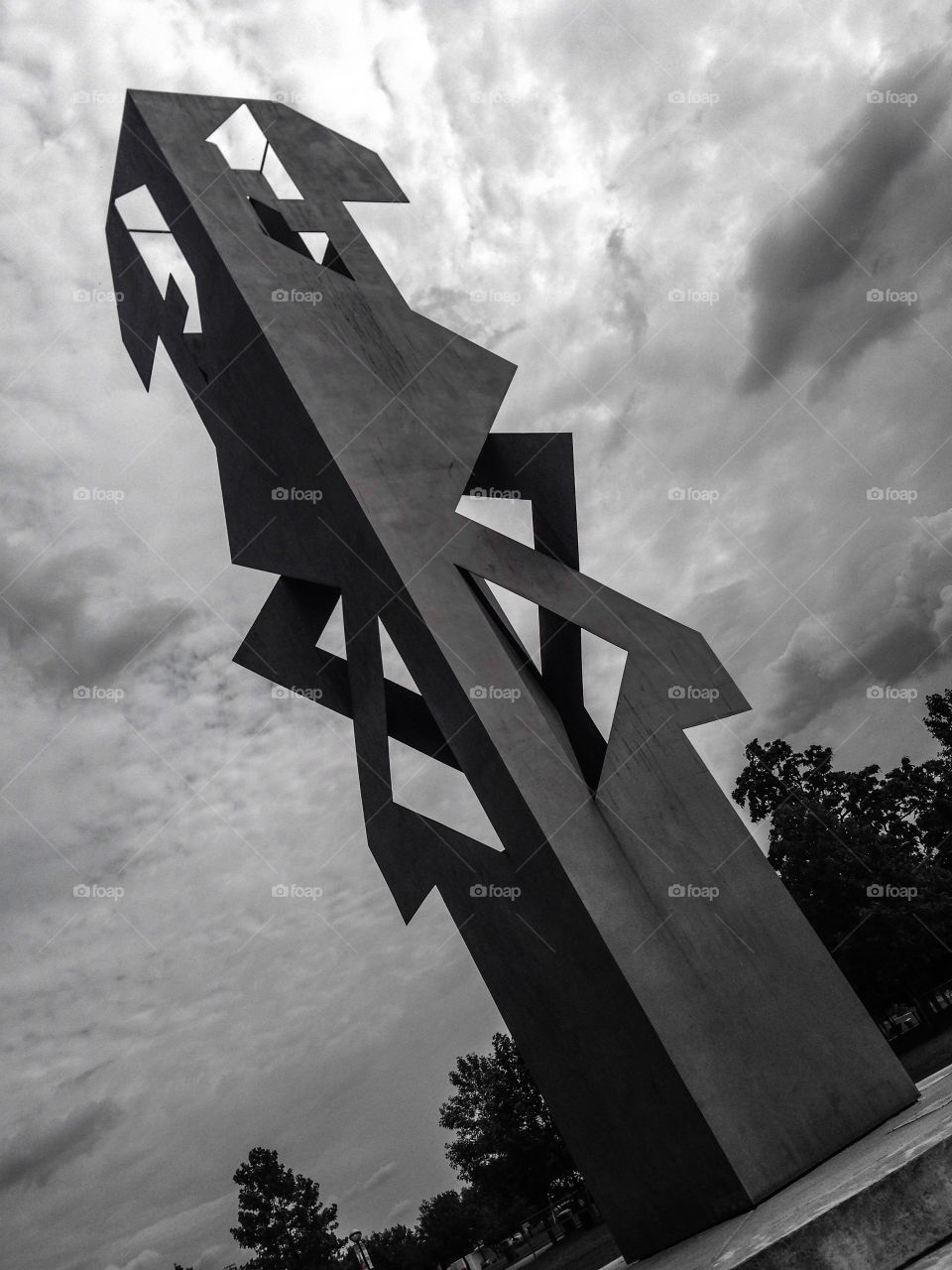 Metal totem sculpture