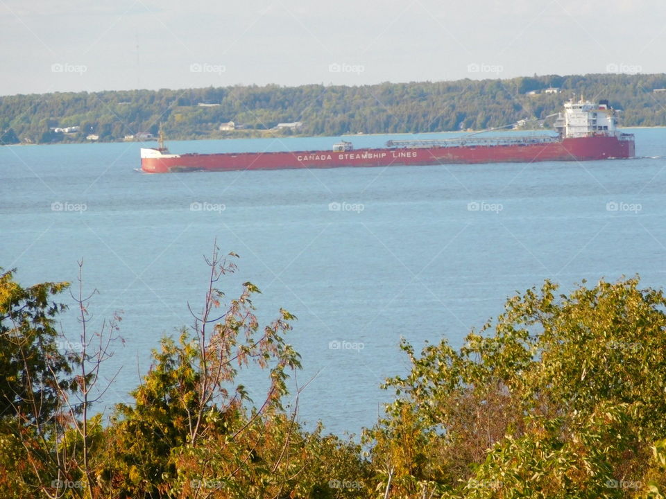 Canadian steamship in lake Michigan