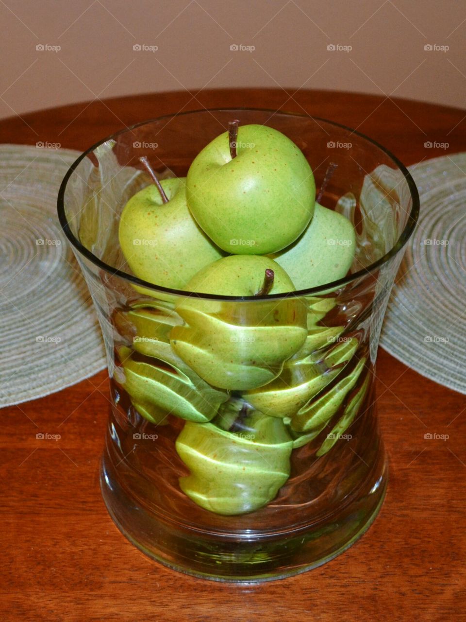 green apples. green apples in glass vase