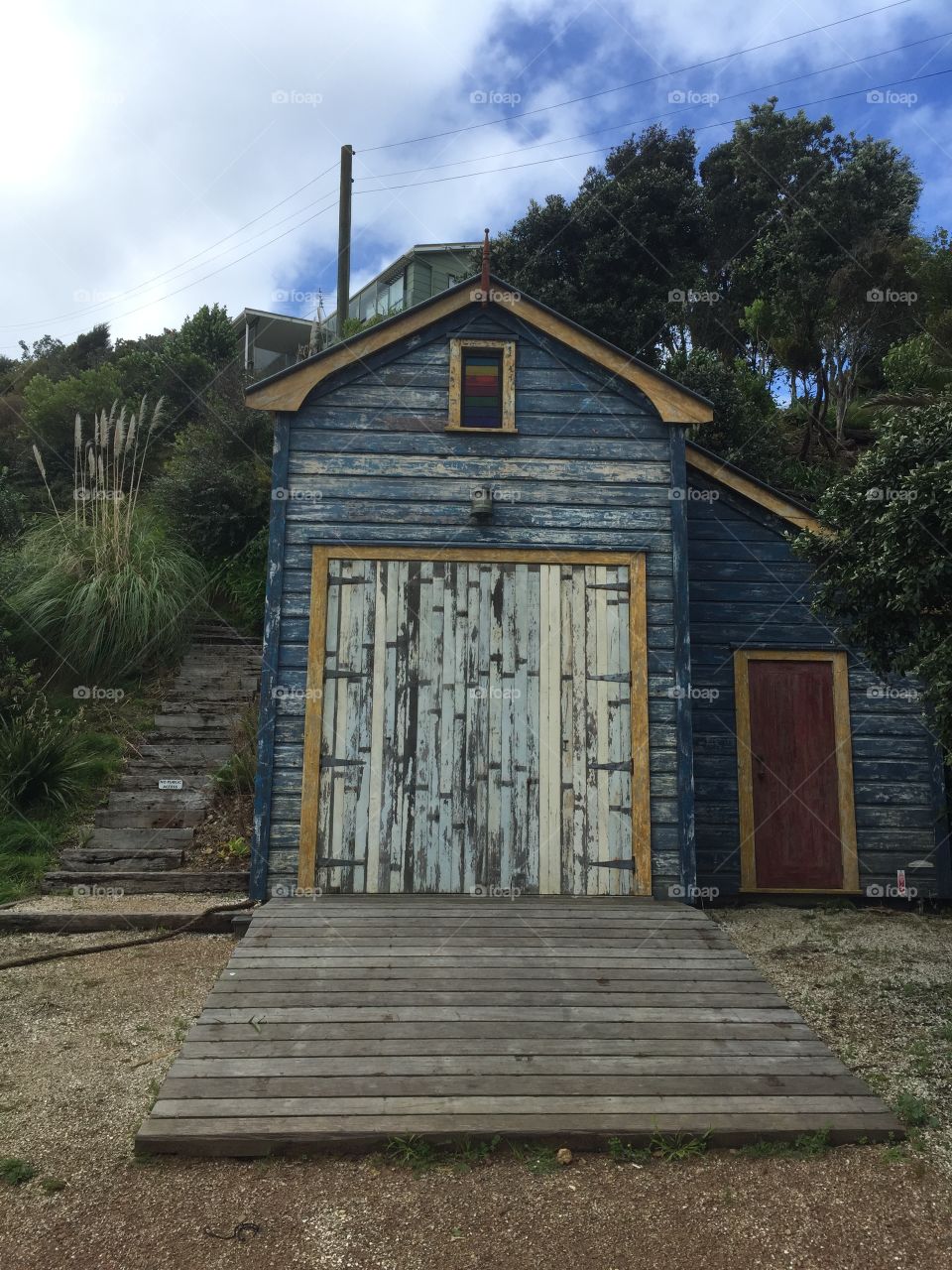 blue shack by the sea