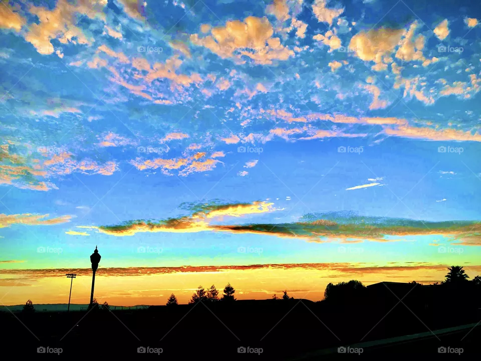 Pink clouds, orange sunset 