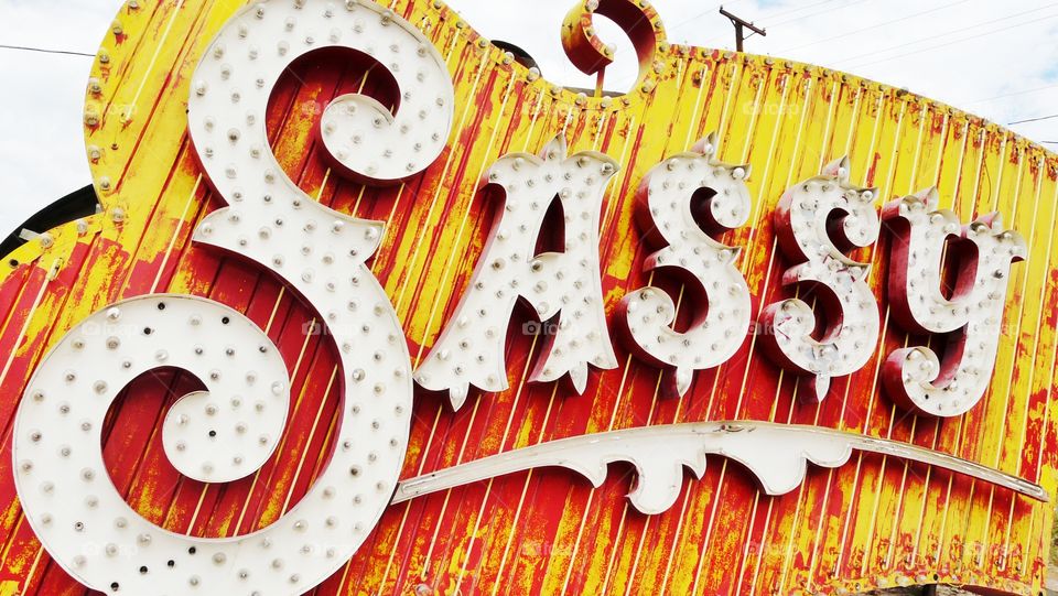 Vintage Sassy Sally neon sign - Las Vegas. 