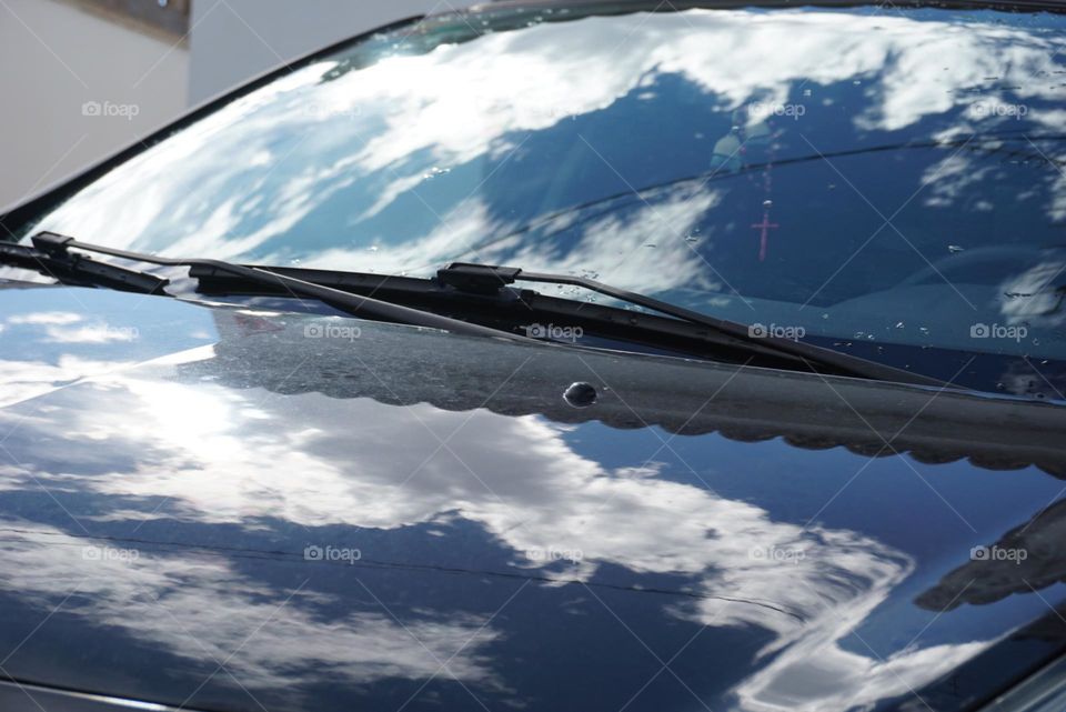 Car#reflect#sky#clouds#window