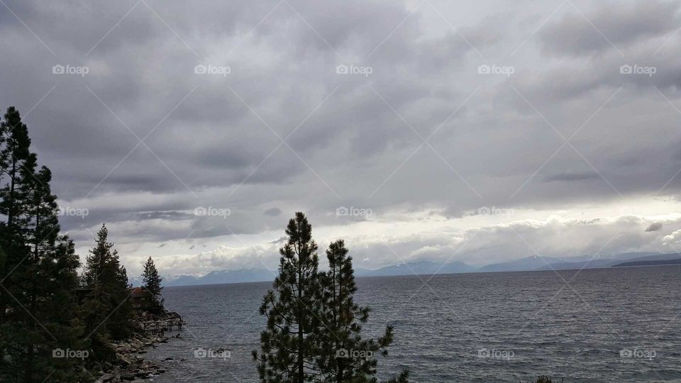 Lake Tahoe after a light snow shower
