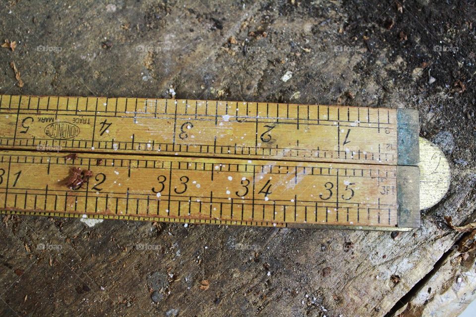 Old Rustic Wooden Measuring Ruler