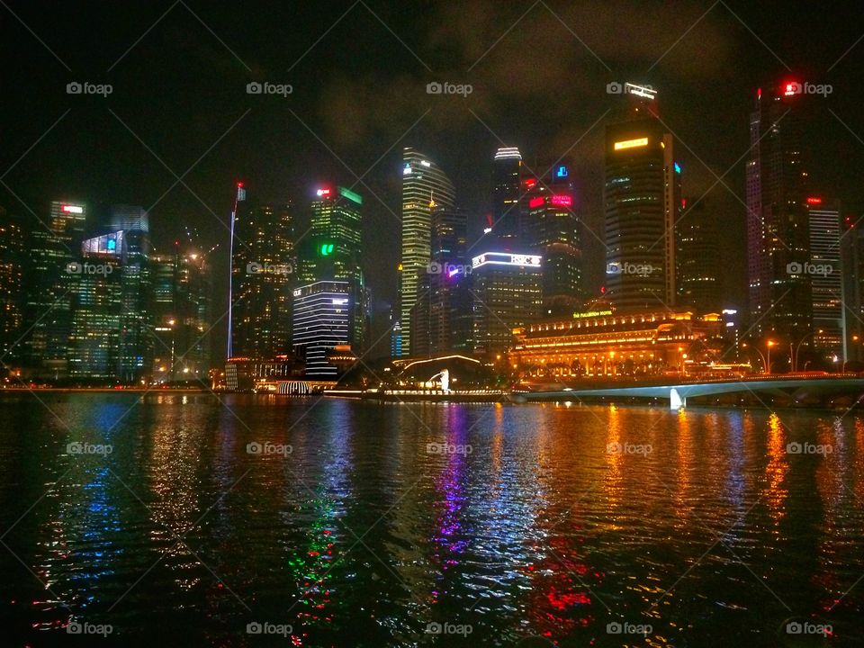 Cityscape of Singapore at night 