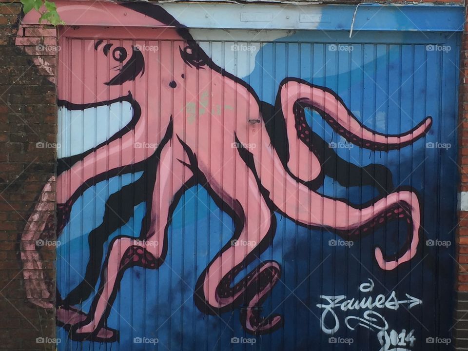 Graffiti - pink octopus