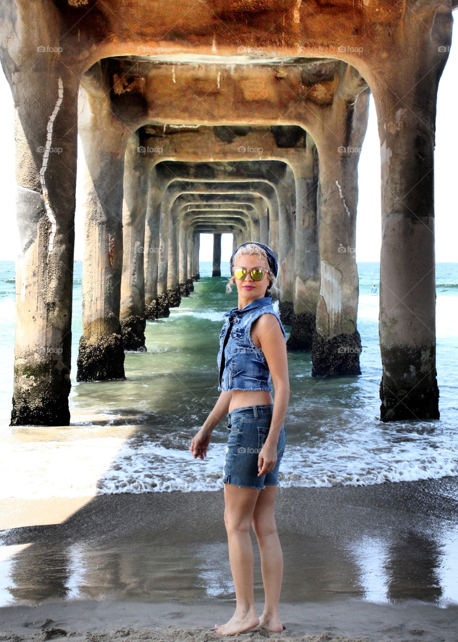 Woman standing at beach