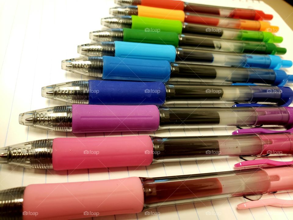 line of pens