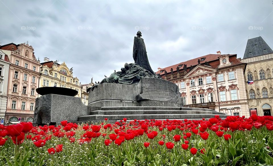 Prague , Jan Hus monument April 2023 . 