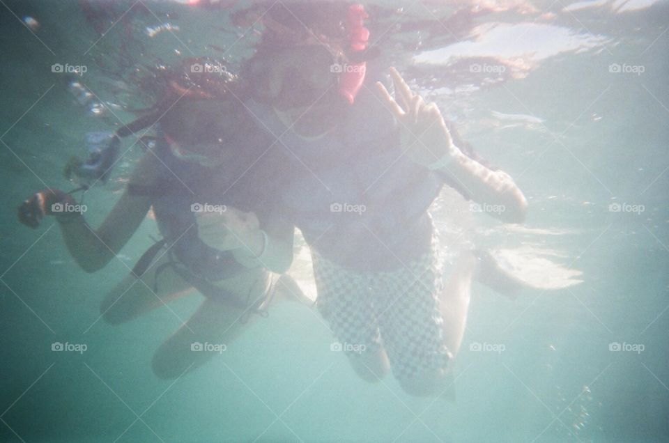 snorkelling underwater.