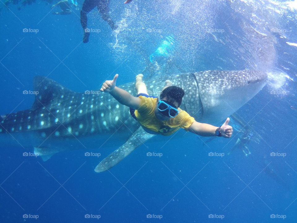 At Oslob Whale Shark Watching Cebu City featuring my Lil Brother! 😊