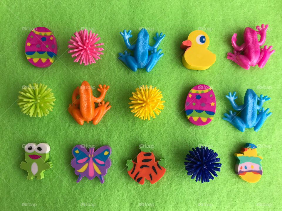 A collection of bright and colorful toys to play with!