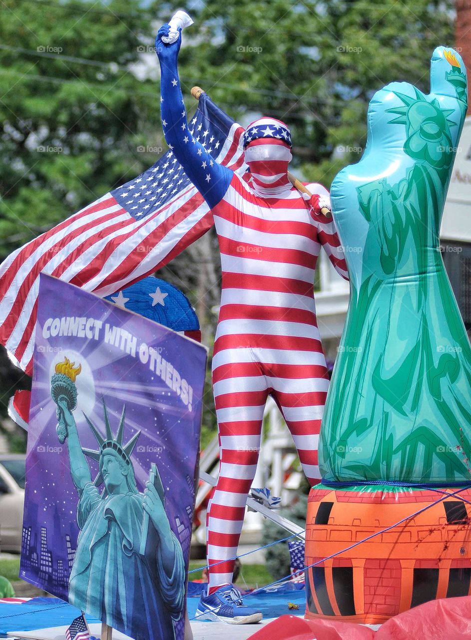 American flag guy in parade