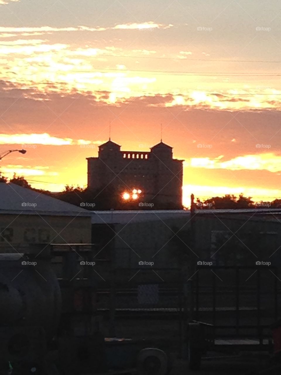 Federal sunrise. Battle Creek Michigan federal center in the morning sunrise, display of color