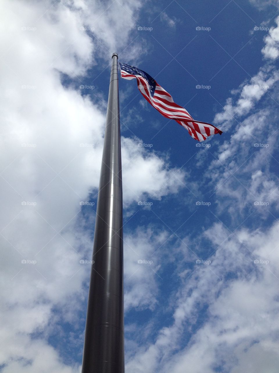 Tall flag pole American flag