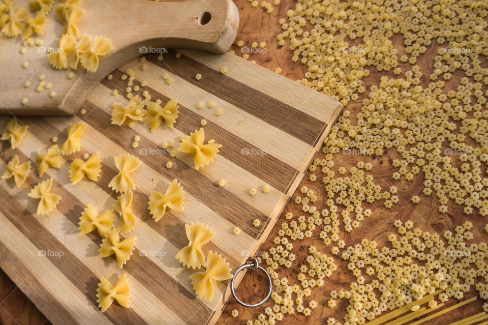 Various types of pasta.